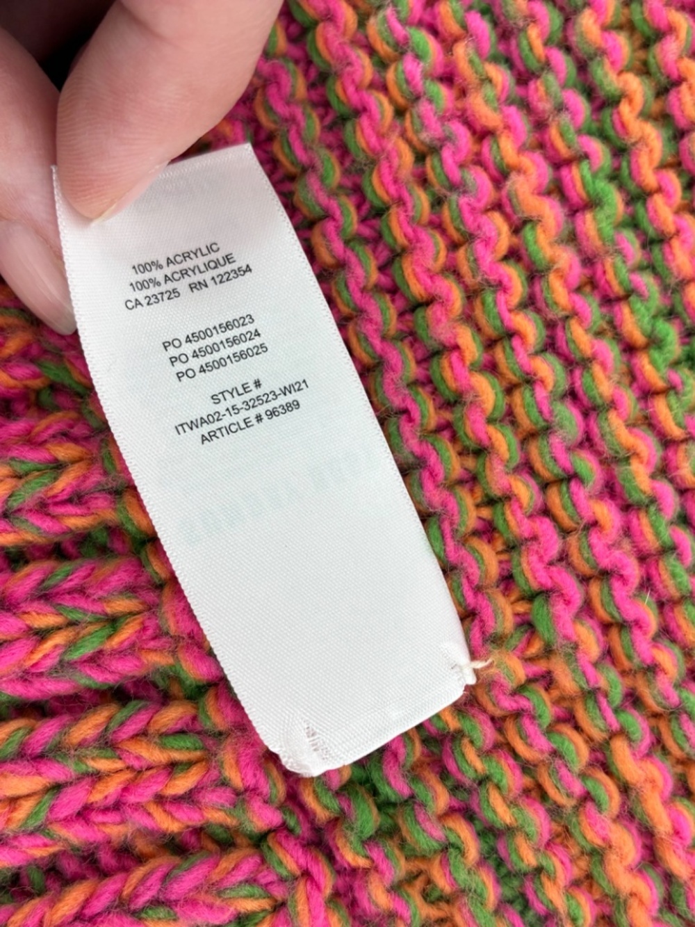 Sunday Best Pink, Green, and Yellow Knit Scarf - Picture 5 of 7